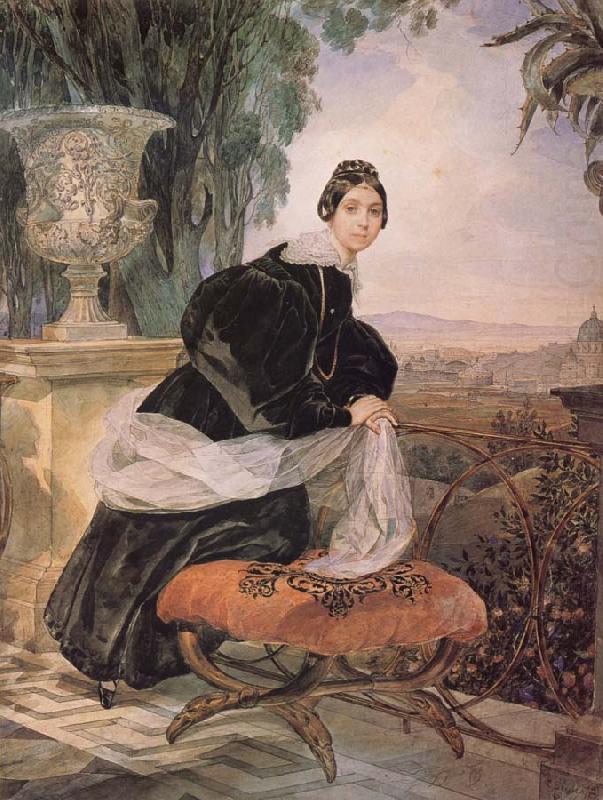 Princess yelizaveta Saltykova on a balcony, Karl Briullov